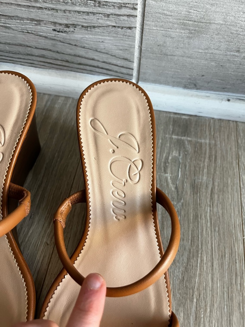 J. Crew Women’s Double-strap stacked wedges in leather tan - Size 8 1/2 - Picture 3 of 7